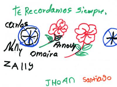 Dibujo de la familia recordando a Arnovy